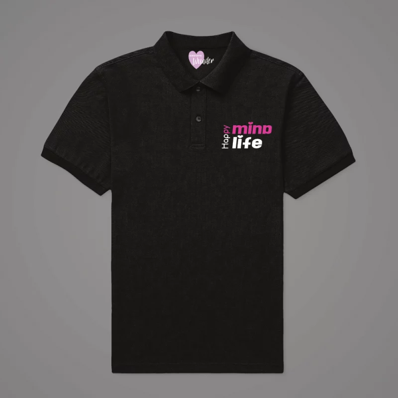 Damen Poloshirt  "Happy Mind, Happy Life"