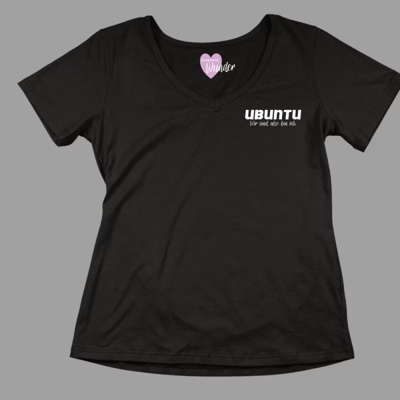 Damen V-Ausschnitt T-Shirt "Ubuntu Wir sind, also bin ich."