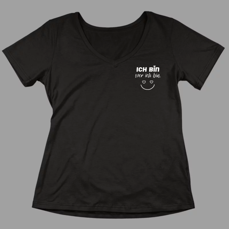 Damen V-Ausschnitt T-Shirt "Ich bin wer ich bin"