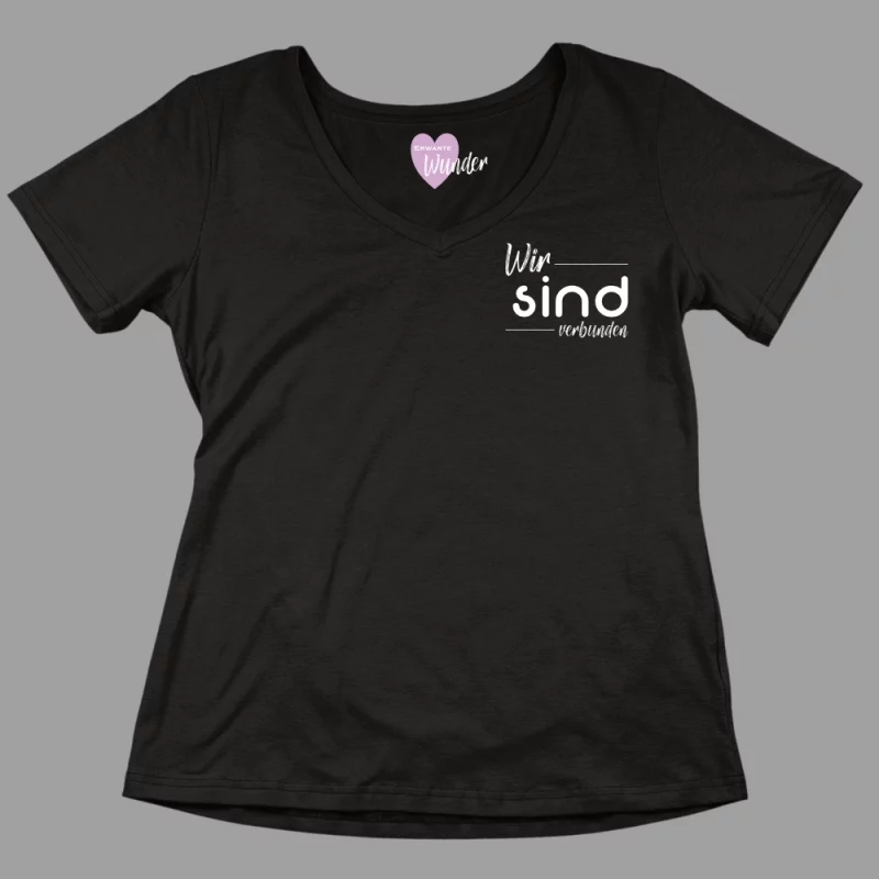 Damen V-Ausschnitt T-Shirt "Wir sind verbunden"