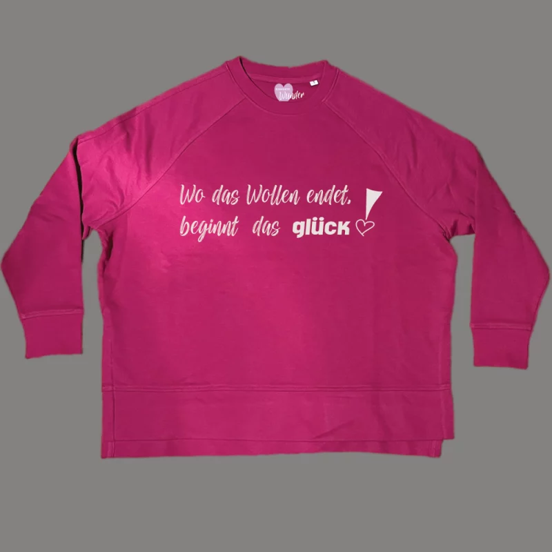 Damen Sweatshirt oversize "Wo das Wollen endet, beginnt das Glück!"
