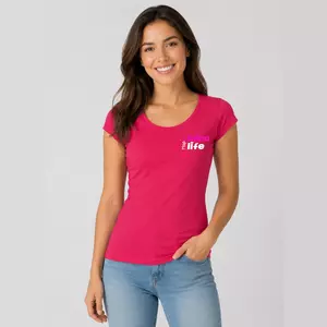 Damen T-Shirt Rundhals enger Schnitt (Silke-Style) - Happy Mind, Happy Life