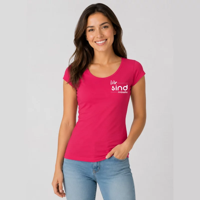 Damen T-Shirt Rundhals enger Schnitt (Silke-Style) - Wir sind verbunden