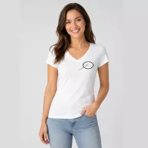 Damen T-Shirt V-Ausschnitt enger Schnitt (Silke-Style) - Ich erlaube mir, die Welt nicht mehr ernst zu nehmen.