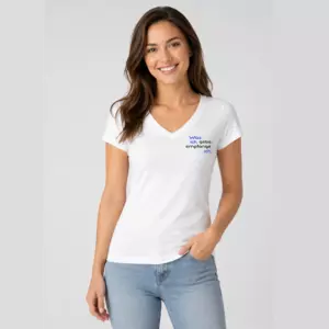 Damen T-Shirt V-Ausschnitt enger Schnitt (Silke-Style) - Was ich gebe, empfange ich.