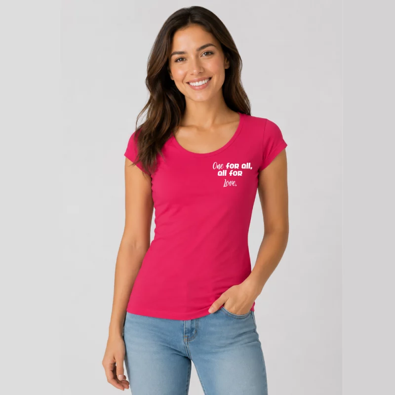 Damen T-Shirt Rundhals enger Schnitt (Silke-Style) - One for all, all for love.