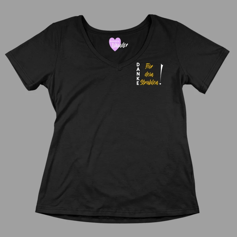 Damen T-Shirt V-Ausschnitt - Danke für dein Strahlen