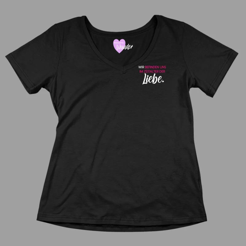 Damen T-Shirt V-Ausschnitt - Wir befinden uns im Zeitalter der Liebe